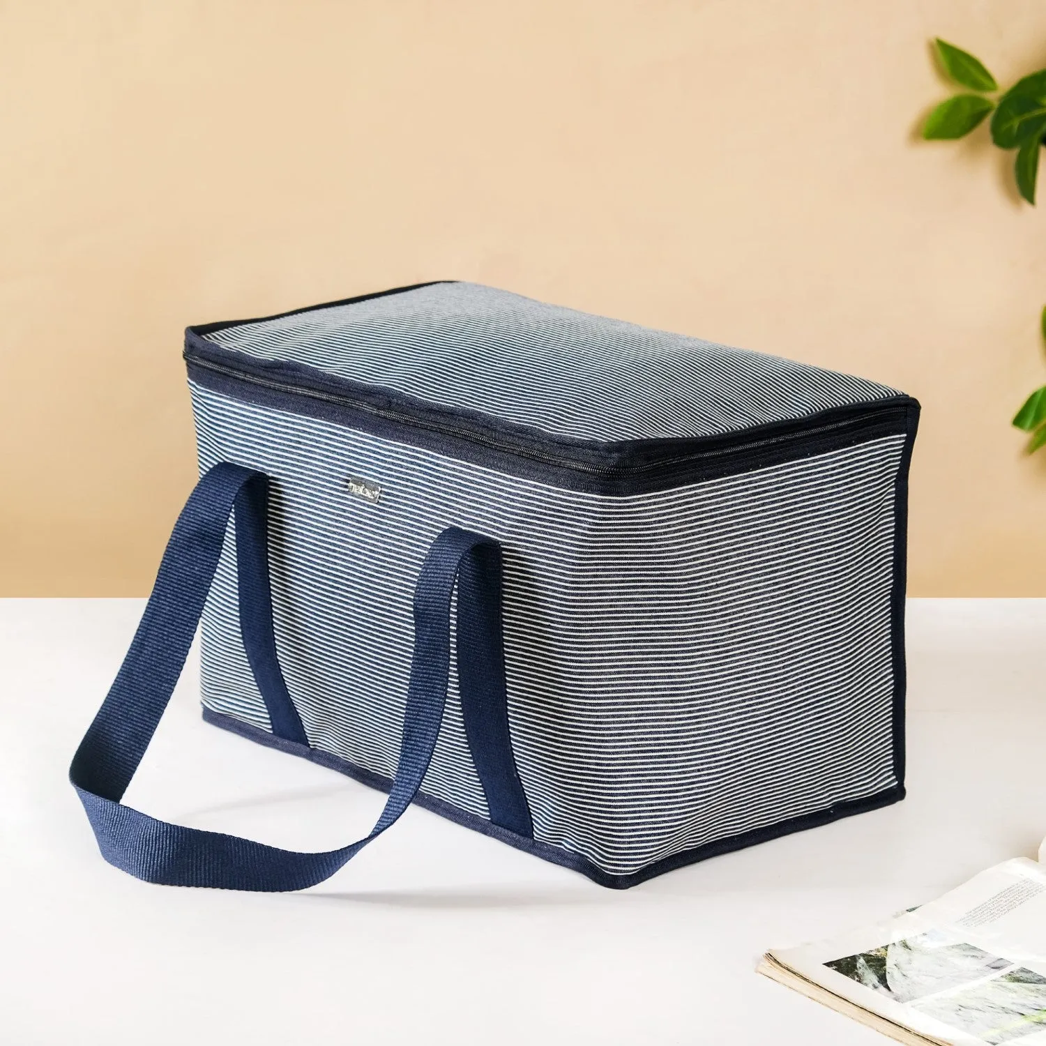 Navy Blue Striped Insulated Food Picnic Bag 30 L