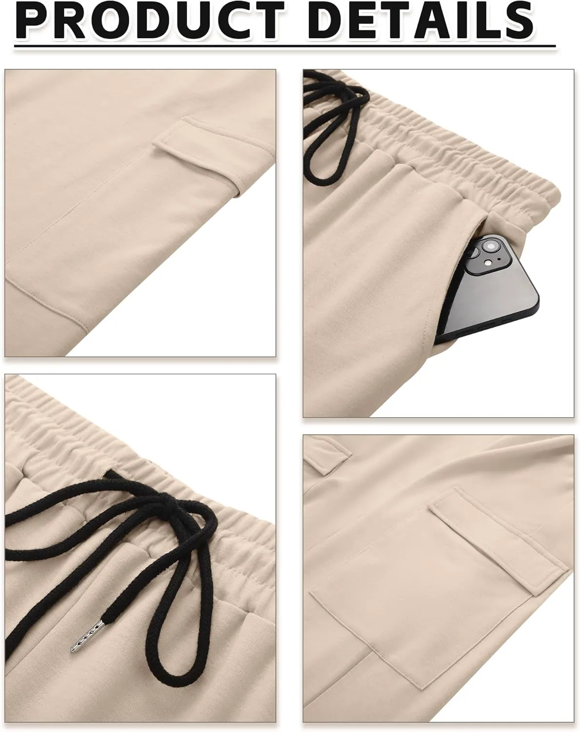 Neer 3 Pack Men's Cargo Sweatpants Baggy Open Bottom Straight Leg Drawstring Joggers Casual Lounge Pants with Pockets