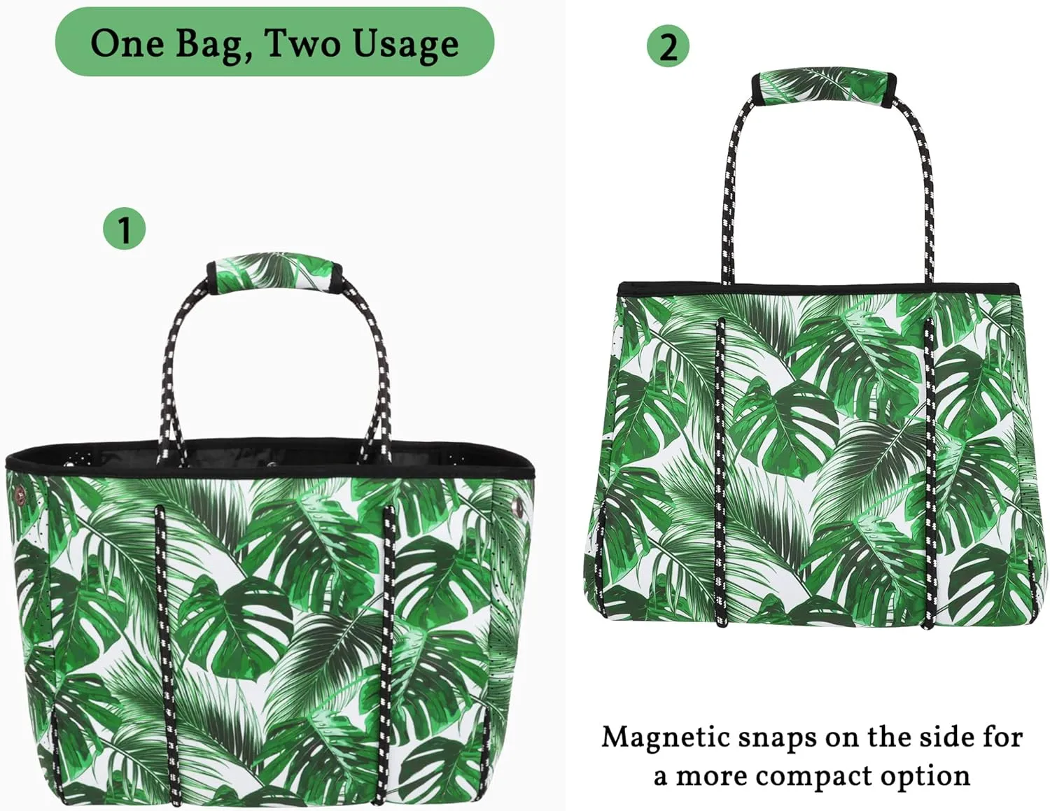 Neoprene Tote Bag - Large Travel Beach Pool Gym Handbag for Women & Men
