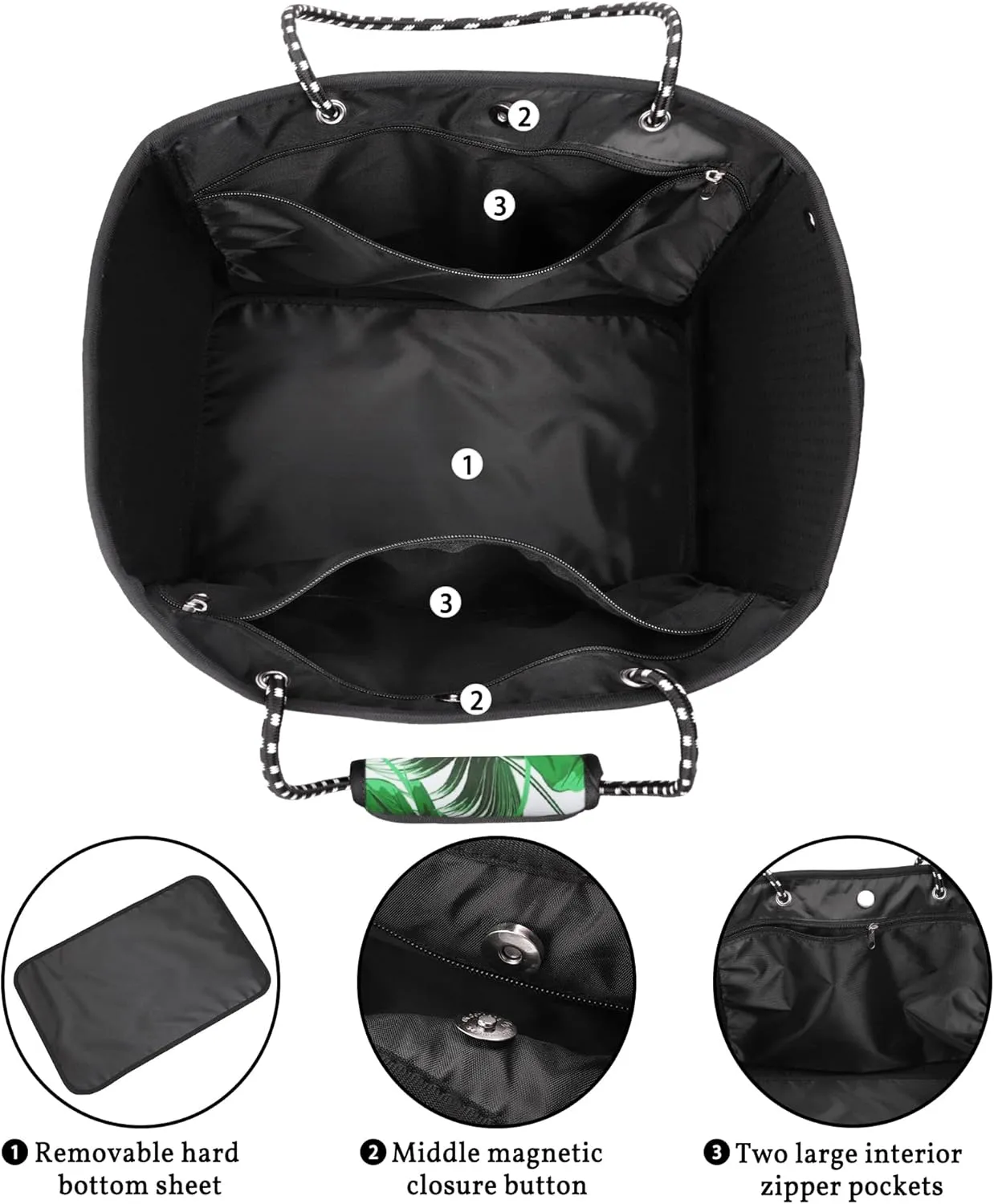 Neoprene Tote Bag - Large Travel Beach Pool Gym Handbag for Women & Men