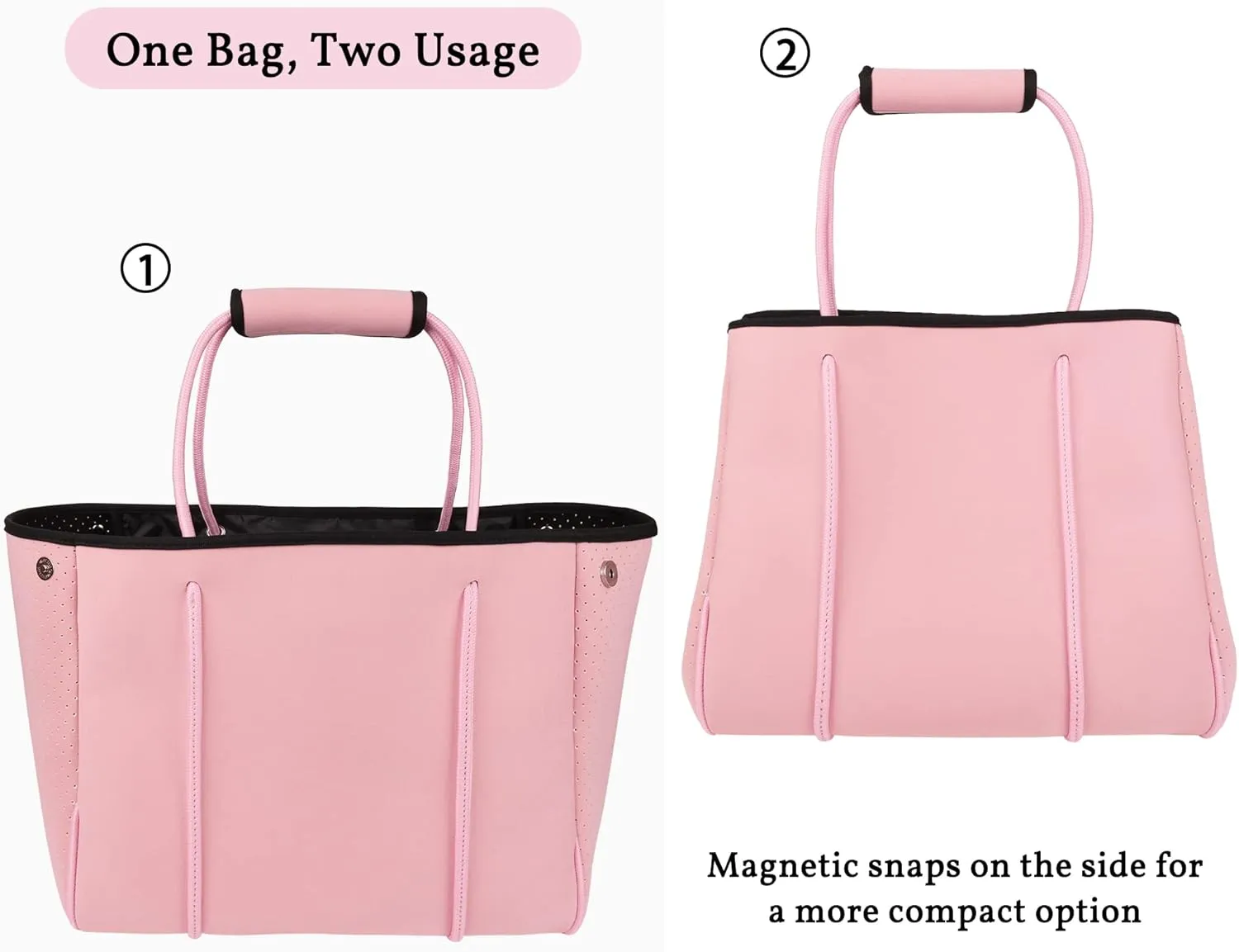 Neoprene Tote Bag - Large Travel Beach Pool Gym Handbag for Women & Men