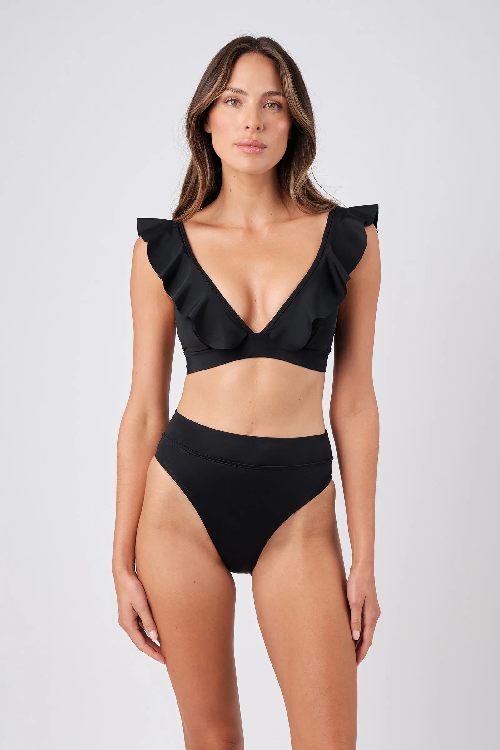 Never Say Never Bikini Bralette with Frill BLACK