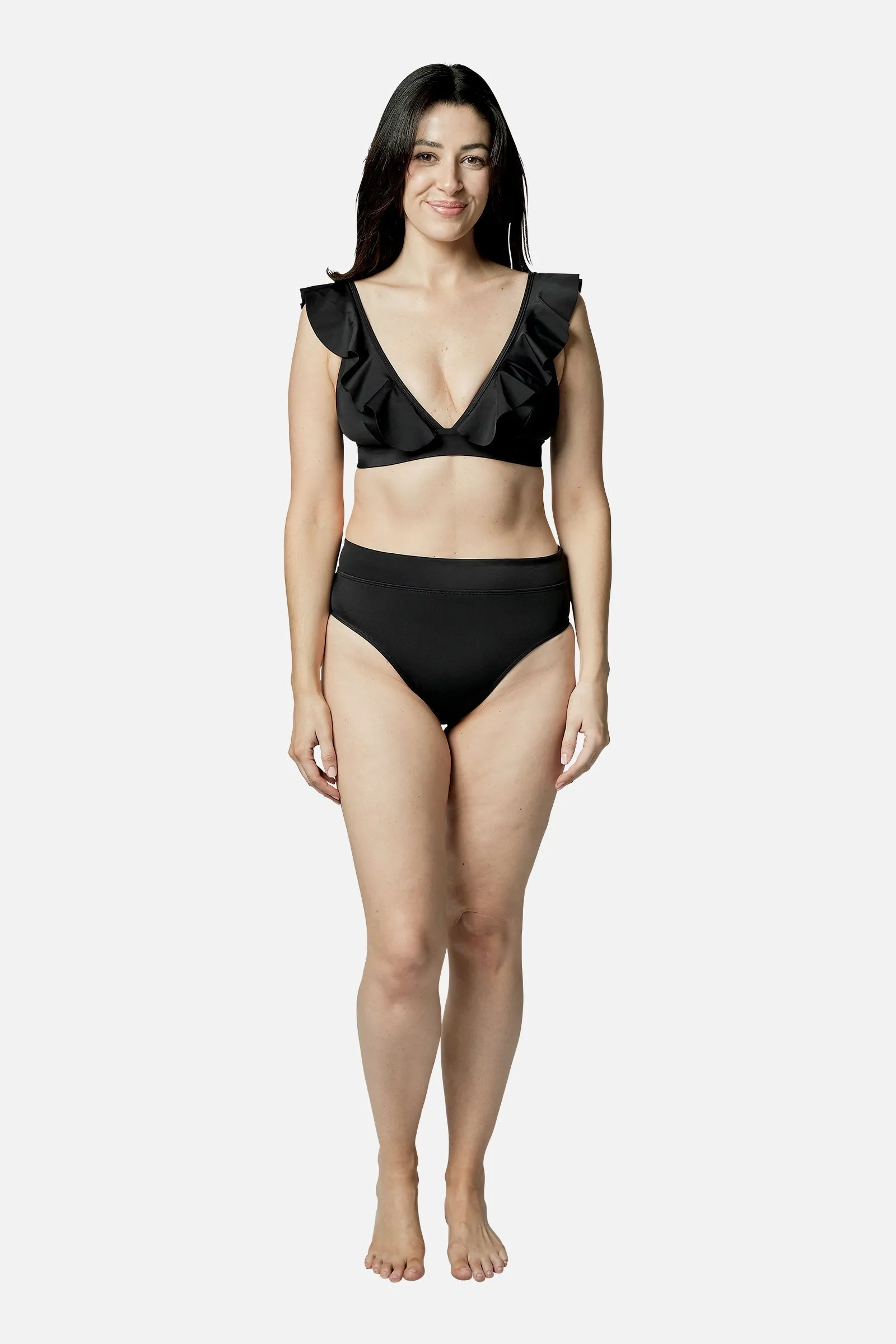 Never Say Never Bikini Bralette with Frill BLACK