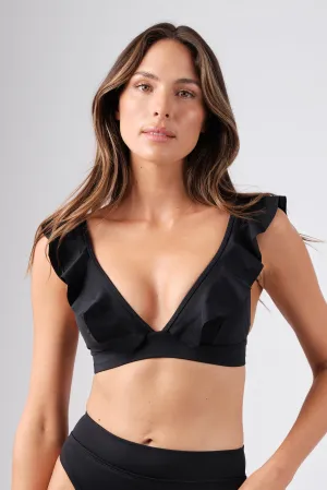 Never Say Never Bikini Bralette with Frill BLACK