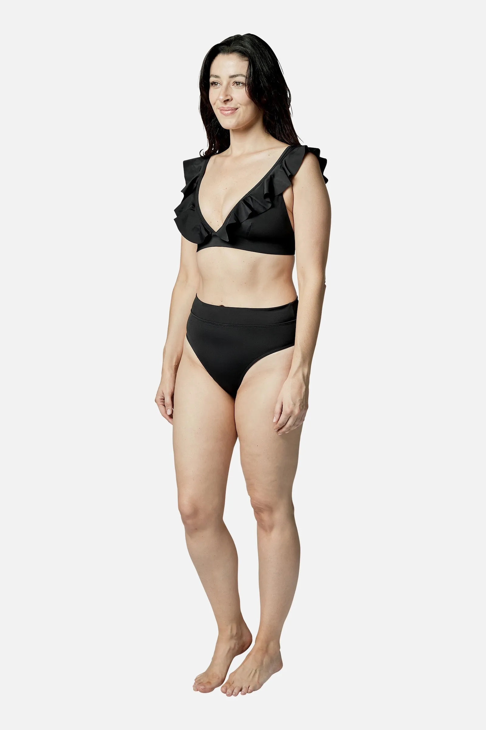 Never Say Never Bikini Bralette with Frill BLACK