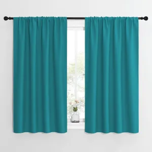 NICETOWN Peacock Blue Blackout Curtains Panels for Window, Thermal Insulated Rod Pocket Blackout Drapes/Draperies for Living Room (2 Panels, W42 x L54 inches)