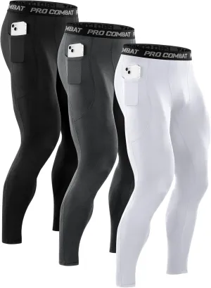 Niksa 1/3 Pack Men's Compression Pants, Performance Athletic Sports Leggings Gym Tights for Running Yoga Workout Sports