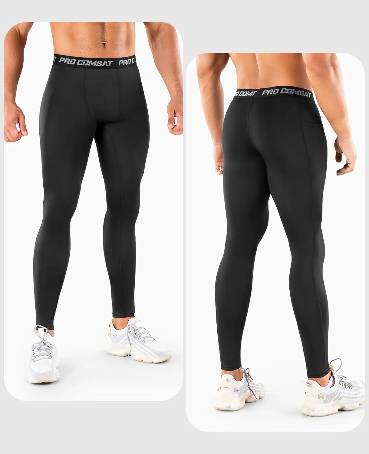Niksa 1/3 Pack Men's Compression Pants, Performance Athletic Sports Leggings Gym Tights for Running Yoga Workout Sports