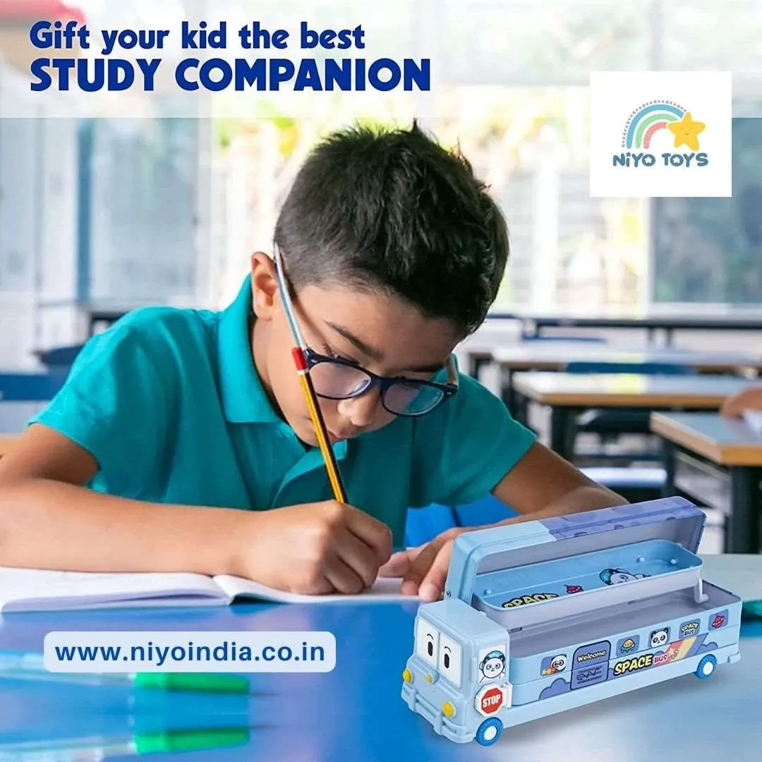 NIYO TOYS School Bus Pencil Box for Kids