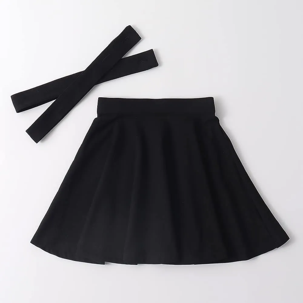 Noomelfish Girls Suspender Skater Skirt Stretchy Cotton Flared Overall Dress (4-12 Years)
