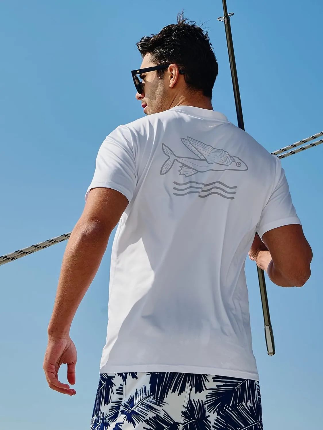 NORTHYARD Mens Rash Guard Shirt UPF 50  UV Sun Protection Short Sleeve Athletic T-Shirts for Men Quick Dry Fishing Beach Swim