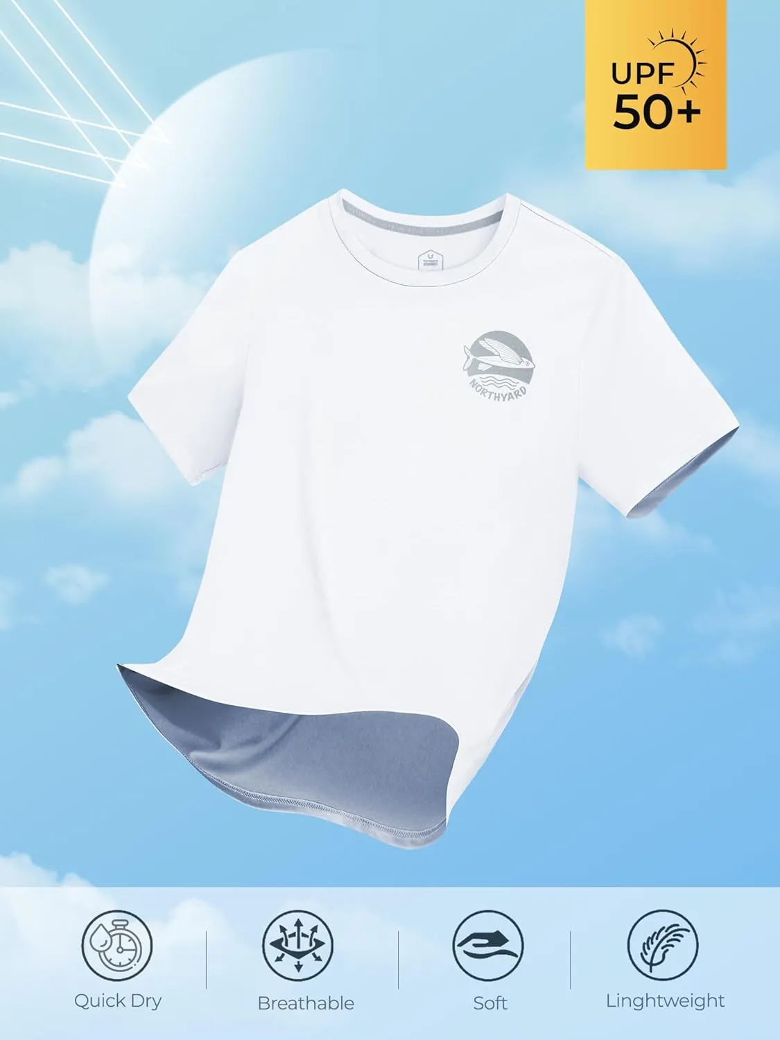 NORTHYARD Mens Rash Guard Shirt UPF 50  UV Sun Protection Short Sleeve Athletic T-Shirts for Men Quick Dry Fishing Beach Swim