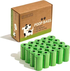 (Not Made In China) Dog Poop Bag Rolls, 300 Count, Biodegradable, Leak Proof and Extra Thick Bags For Dogs and Cats, Unscented and Earth Friendly Waste and Doggy Litter Bag Refill Roll