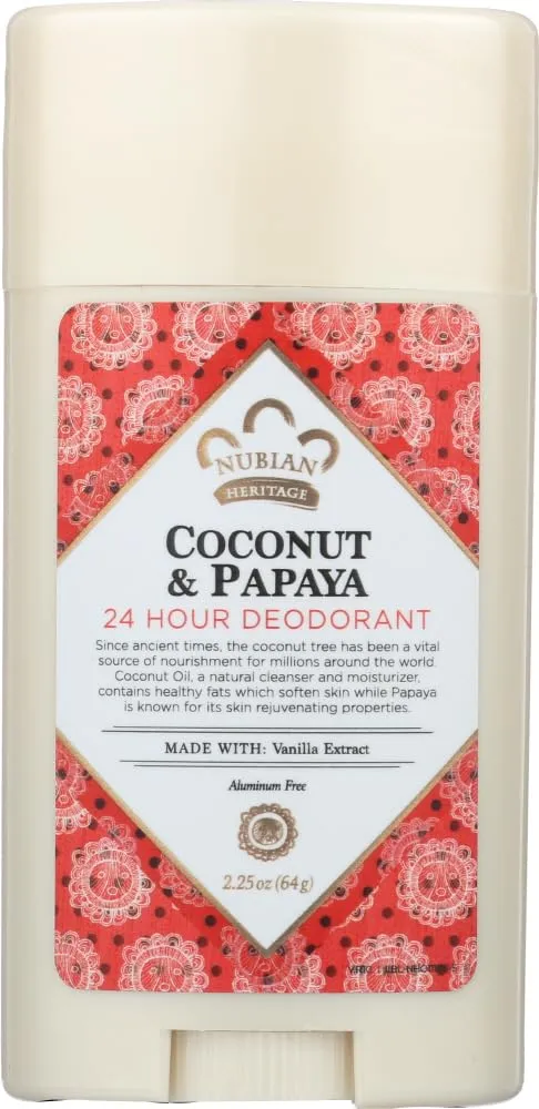 Nubian Heritage 24 Hour All Natural Deodorant Coconut & Papaya -- 2.25 oz - 2pc