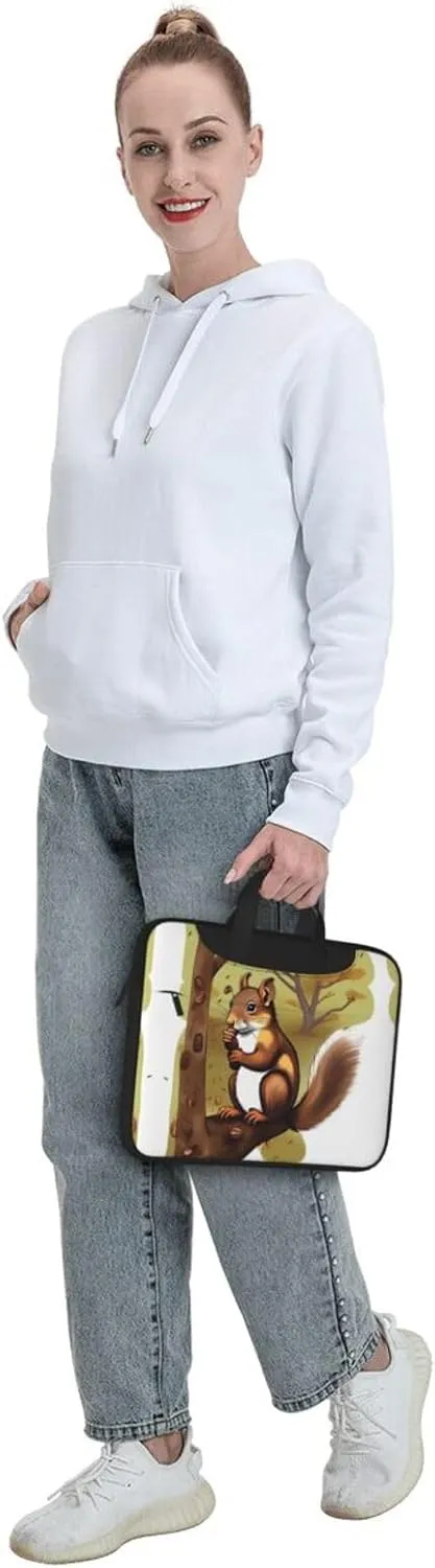 Nut-eating squirrel picture Ultra-thin portable shoulder laptop bag Stylish and Protective Shockproof soft lining