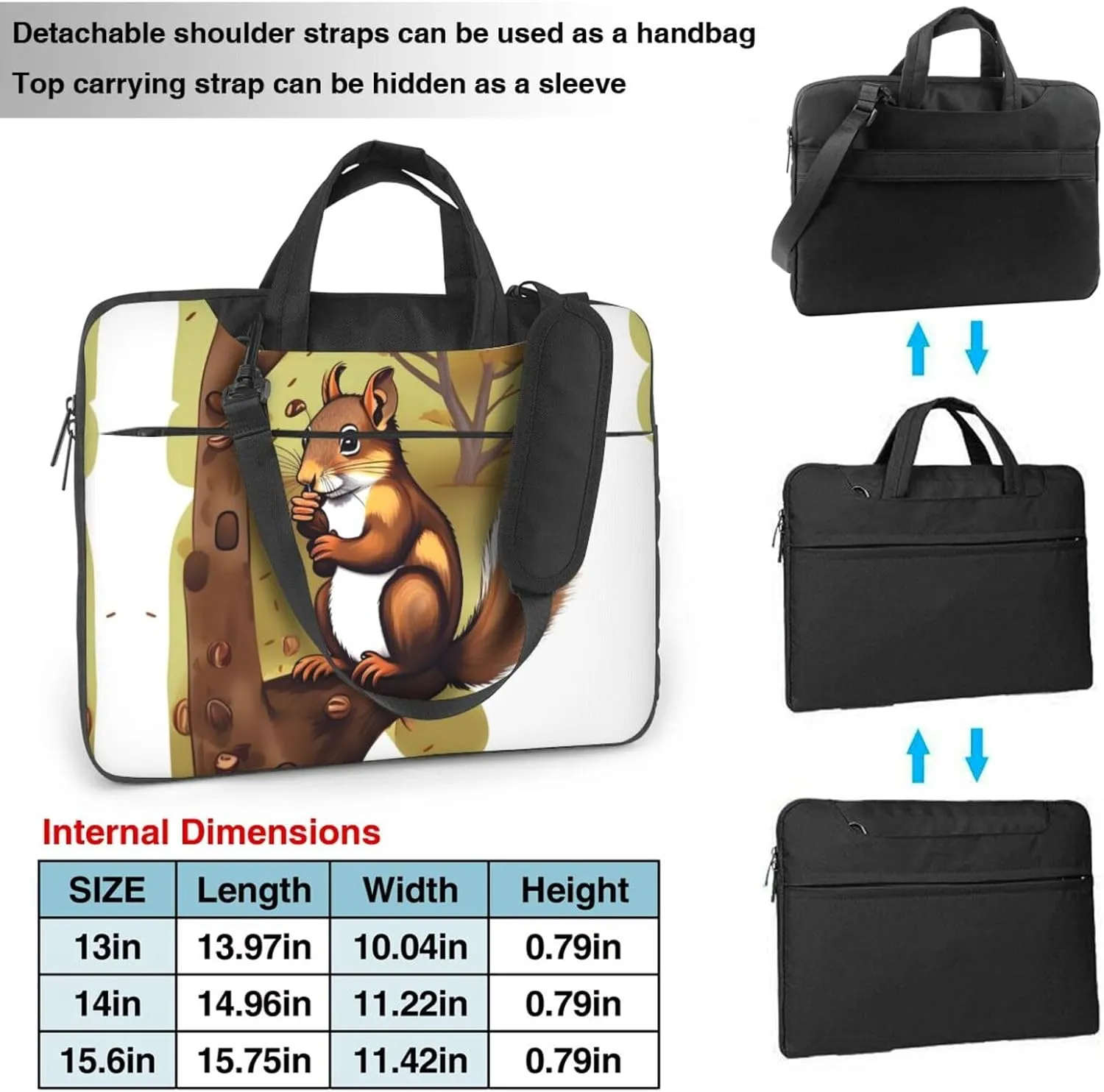 Nut-eating squirrel picture Ultra-thin portable shoulder laptop bag Stylish and Protective Shockproof soft lining