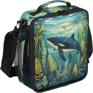 Ocean Animal Lunch Bags for Women Men Seaweed Insulated Lunch Box Lunchbox Cooler Tote Bag Shoulder Strap Reusable Lunchbag for Work Travel Picnic