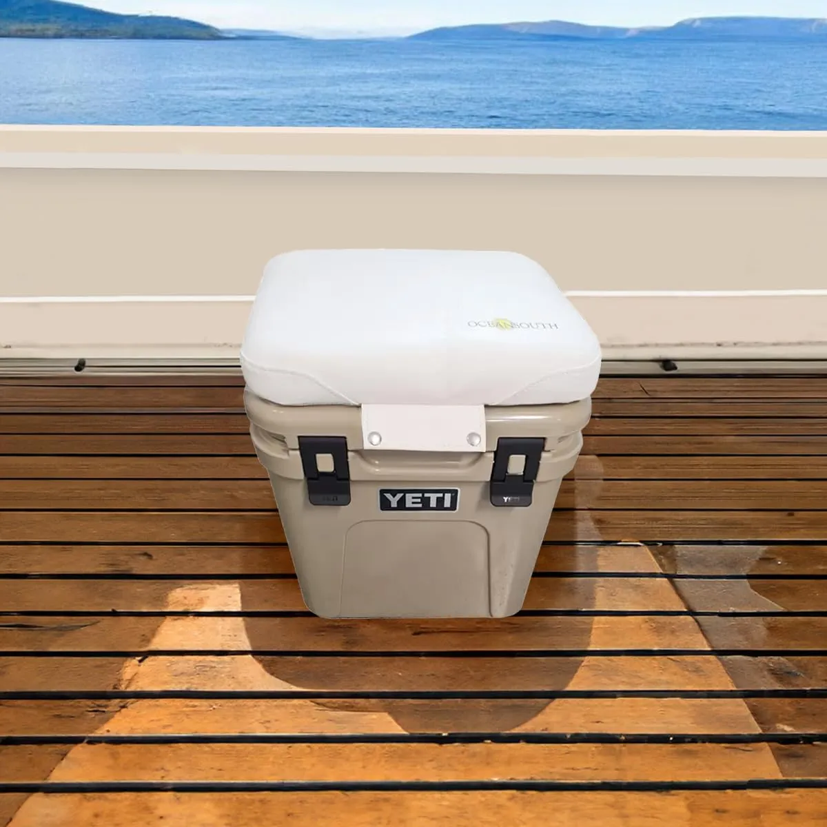 Oceansouth Seat Cushions for Yeti Coolers (Press Stud Fittings) (Gray, YETI 45) Camping yeti seat Cushion Handle Beach Chair ice Box chests and Coolers Foam Cooler Boat Seats