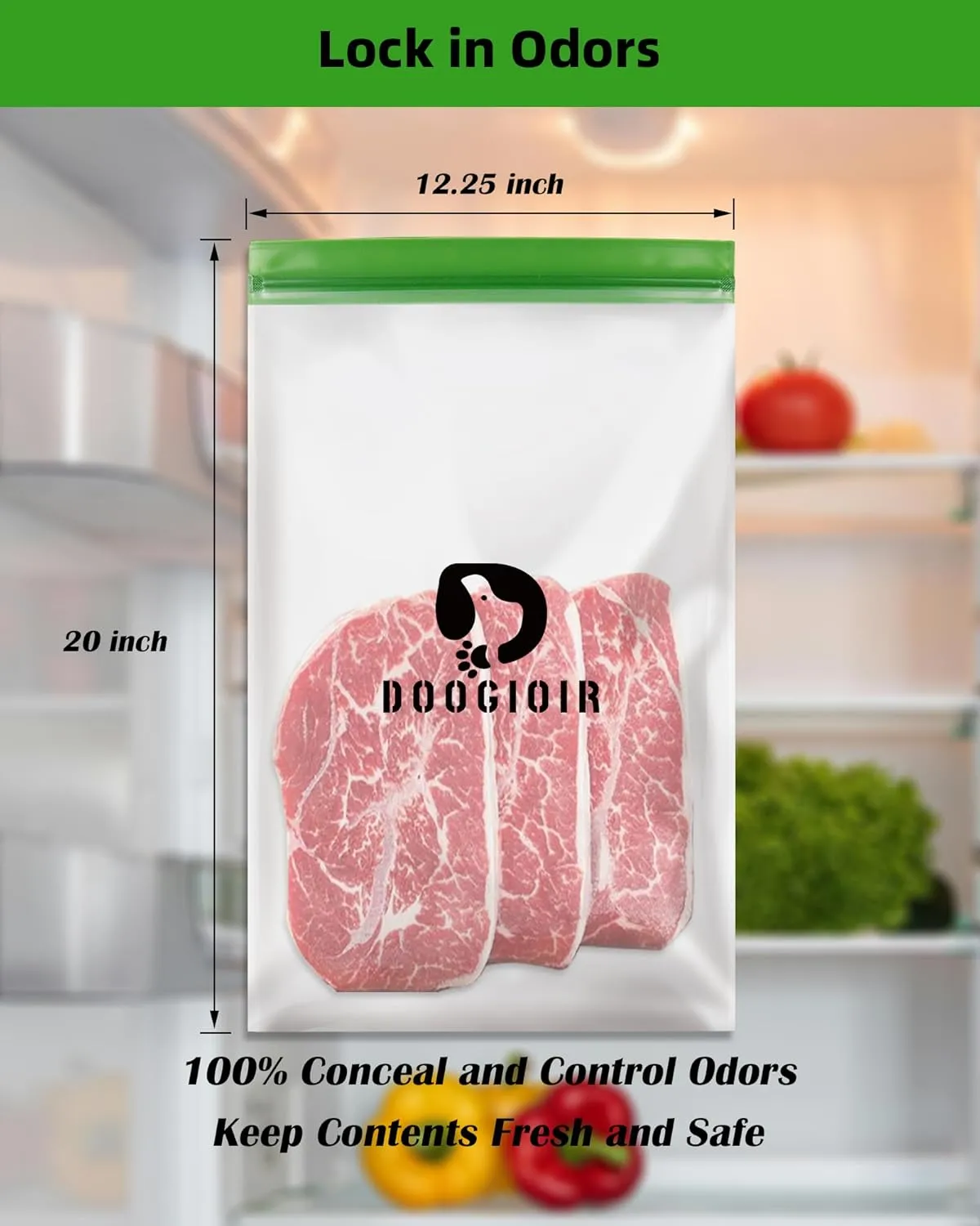 Odor Proof Storage Bags - 12ｘ20 Inch Double Seal Odor Barrier Storage Bags for Backpacking, Camping and Household, Lock in Odors Keep Contents Fresh and Waterproof, Reusable Odor Proof Bags (4 Pack)