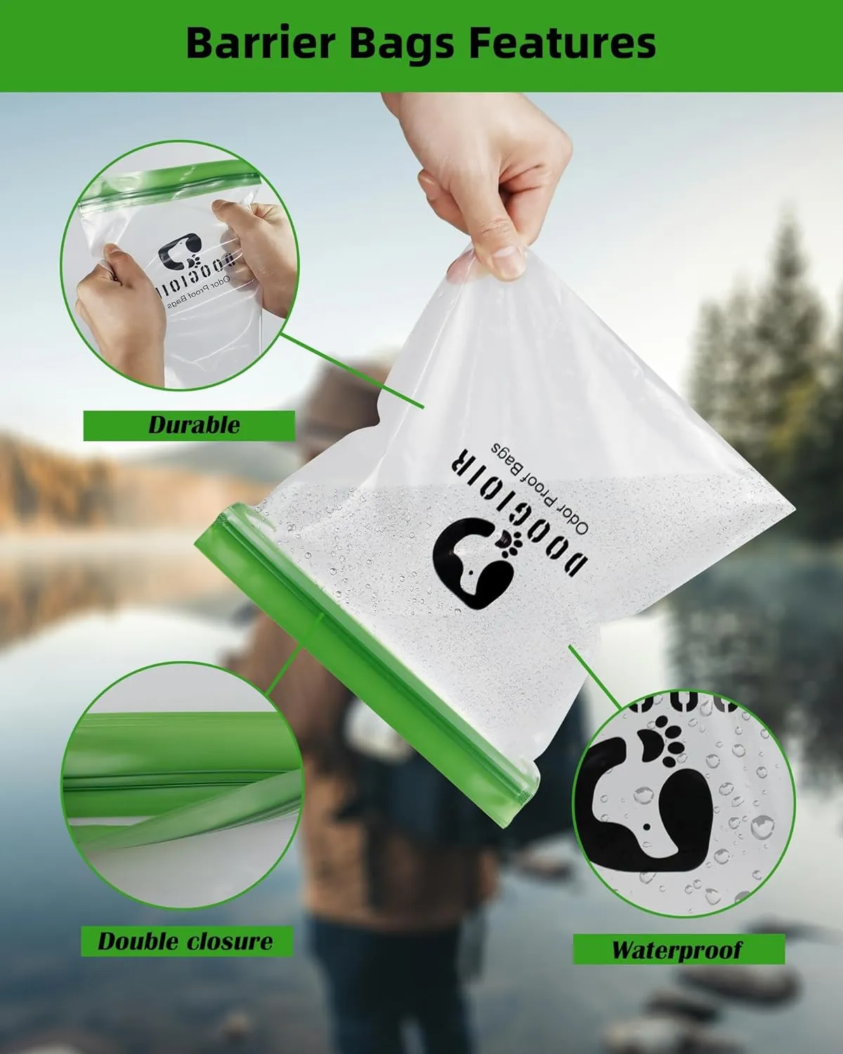 Odor Proof Storage Bags - 12ｘ20 Inch Double Seal Odor Barrier Storage Bags for Backpacking, Camping and Household, Lock in Odors Keep Contents Fresh and Waterproof, Reusable Odor Proof Bags (4 Pack)