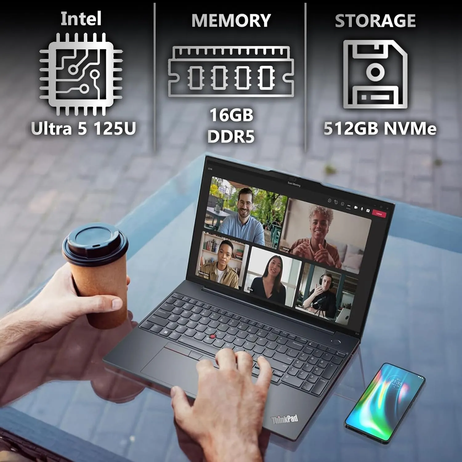 Oemgenuine Lenovo ThinkPad T16 Gen 3 16” WUXGA IPS Display, Intel Ultra 5-125U (Beats i7-1355U), 16GB DDR5, 512GB NVMe, Webcam, WiFi 6E   BT, RJ-45, Backlit KB, FP Reader, W11P, Business Laptop