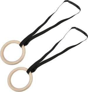 Olympic Rings with Straps,132lbs Heavy Duty Gymnastic Rings for Pull Up Bar, Adjustable Wooden Training Rings with Carabiners & Cam Buckle for Home Gym Full Body Workout