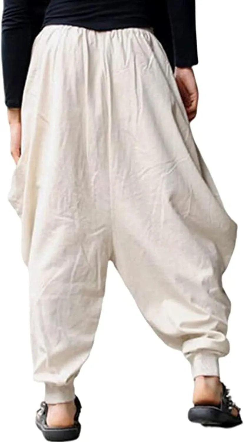 ONTTNO Men's Harem Pants Loose Stretchy Waist Casual Hippie Trousers