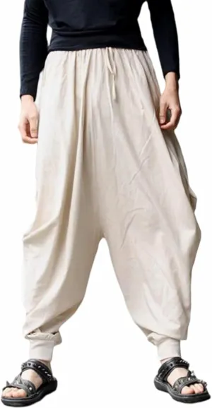 ONTTNO Men's Harem Pants Loose Stretchy Waist Casual Hippie Trousers
