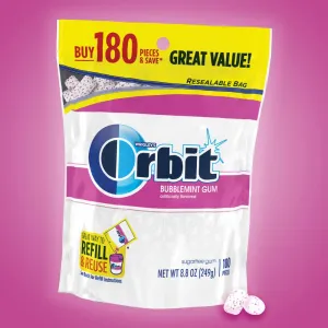 ORBIT Gum Bubblemint Sugar Free Chewing Gum Bulk Pack, 180 ct Bag (Pack of 2)
