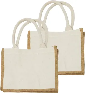 Organic Canvas & Jute Reusable Tote and Grocery Shopping Bag - XL, Mini and Wine Bottle sizes