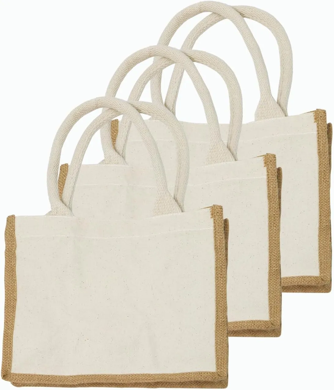 Organic Canvas & Jute Reusable Tote and Grocery Shopping Bag - XL, Mini and Wine Bottle sizes