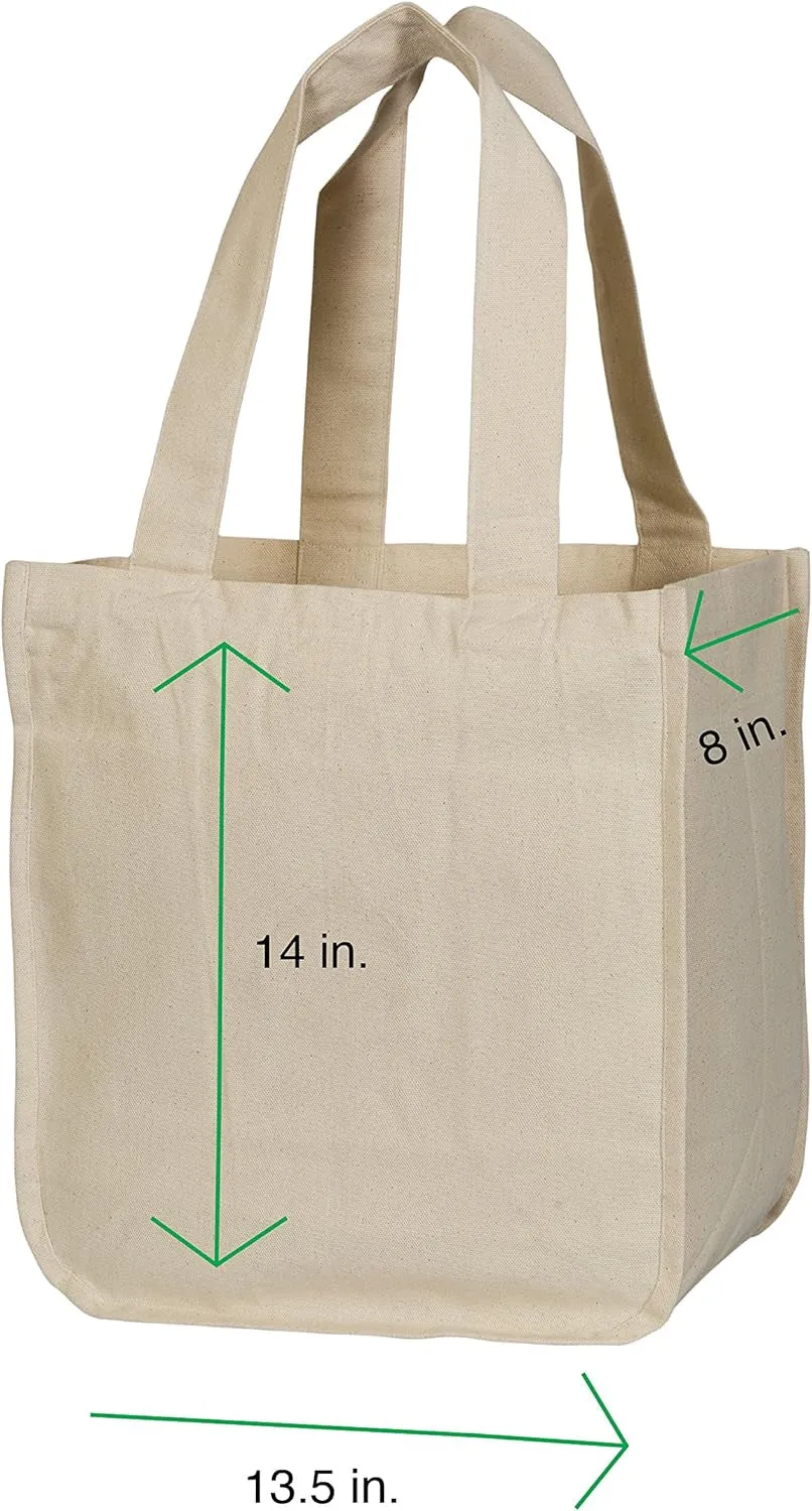 Organic Cotton Reusable Grocery Tote – Heavy-Duty, Washable, and Eco-Friendly Shopping Bag with Bottle Sleeves