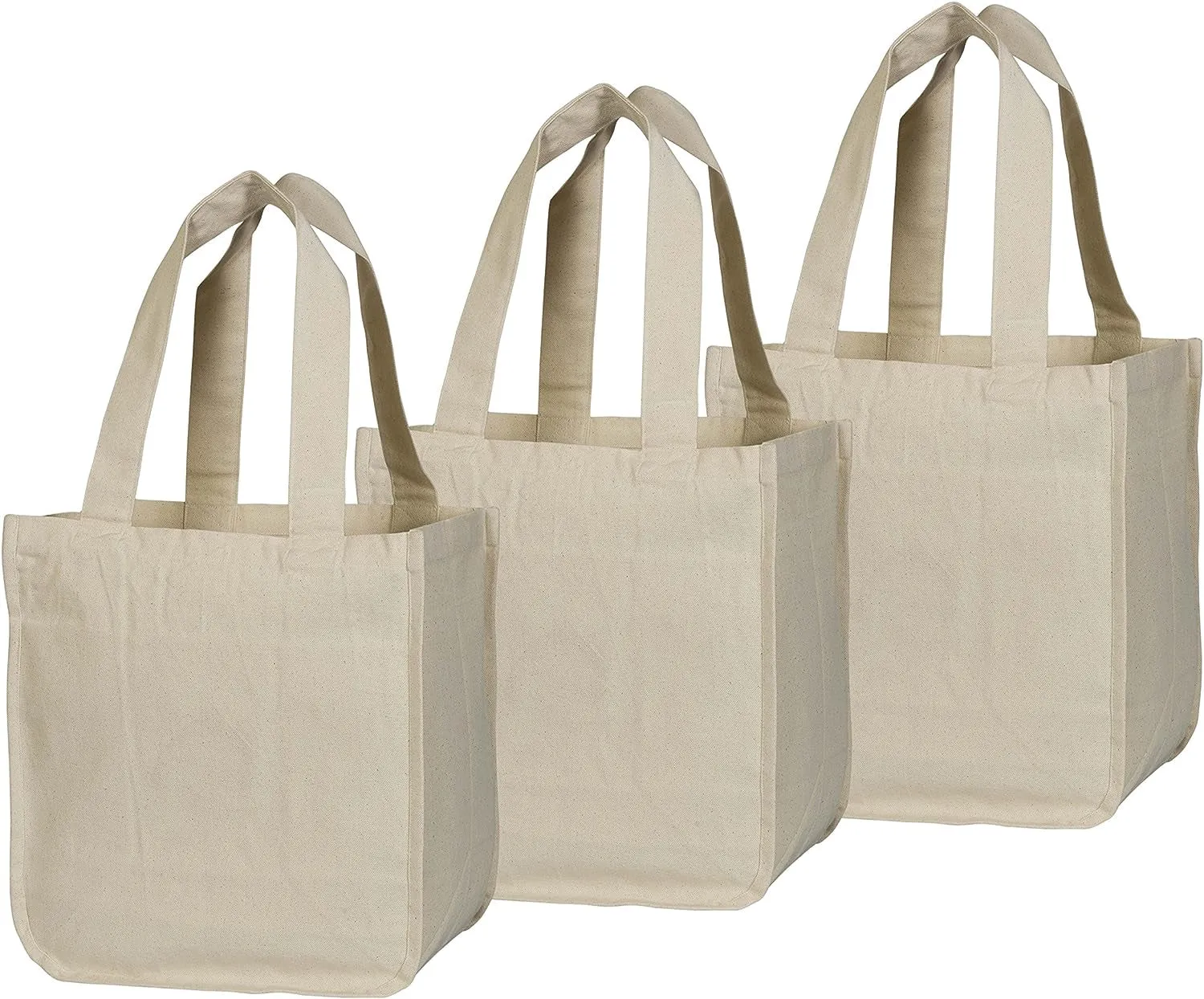 Organic Cotton Reusable Grocery Tote – Heavy-Duty, Washable, and Eco-Friendly Shopping Bag with Bottle Sleeves
