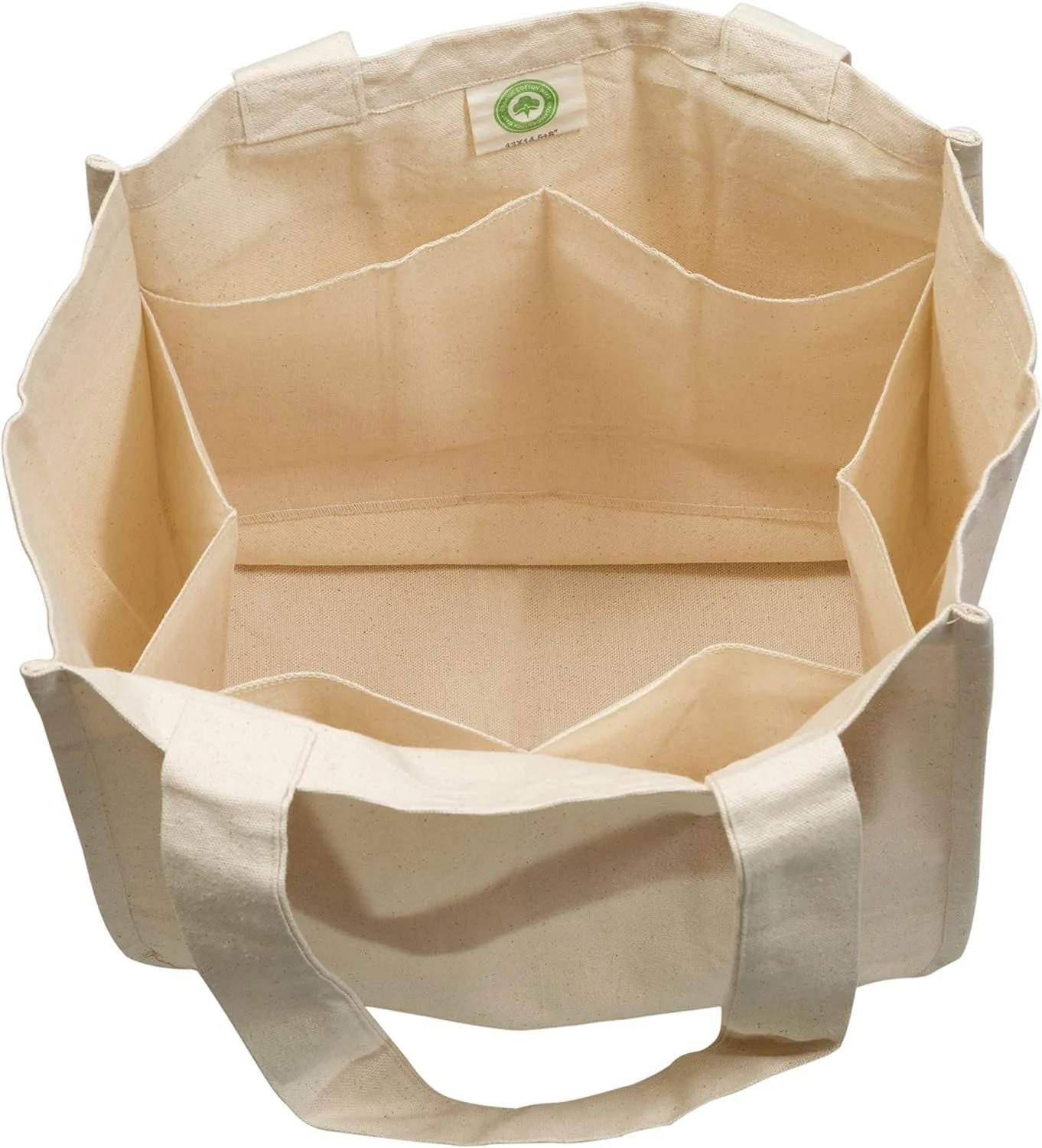 Organic Cotton Reusable Grocery Tote – Heavy-Duty, Washable, and Eco-Friendly Shopping Bag with Bottle Sleeves