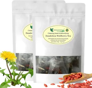 Organic Dandelion Wolfberry Tea Bags - Supports Kidneys & Liver Health - Seven Herbal Ingredients (2pack)