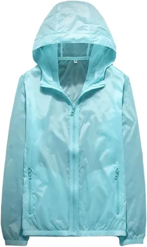 Outdoor Hooded UV Sun Protection Lightweight Jacket Water Resistant Beach Coat