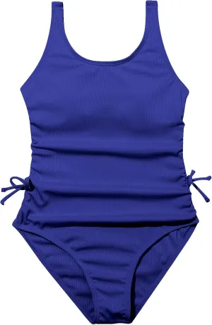 OYOANGLE Girl's Cute Spaghetti Straps Round Neck Drawstring One Piece Swimwear Tie Bathing Suit