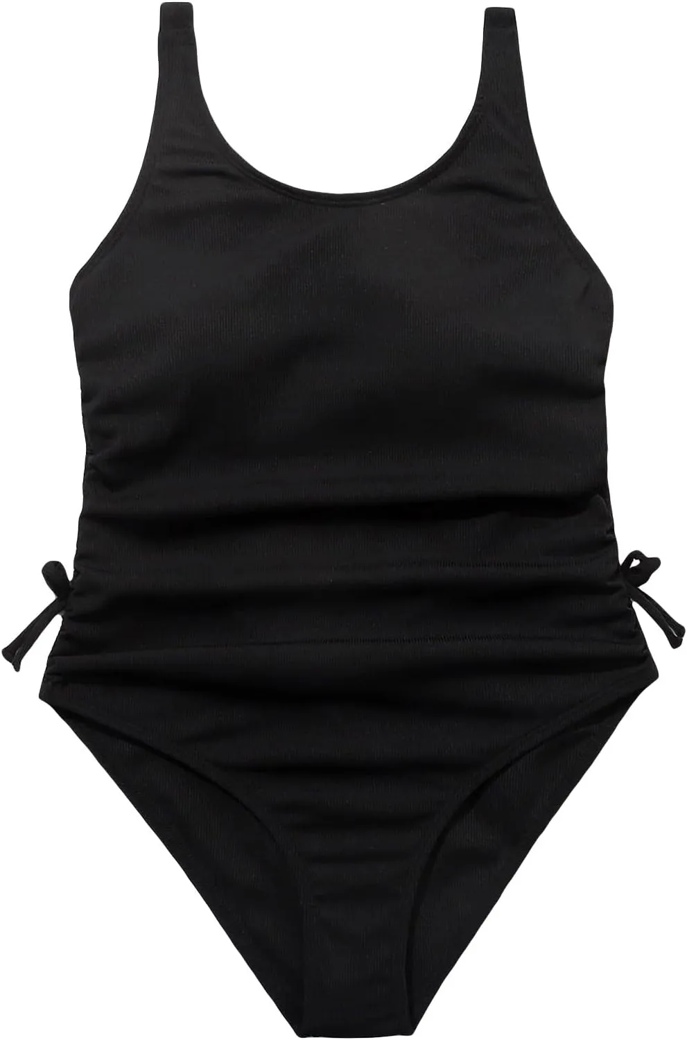 OYOANGLE Girl's Cute Spaghetti Straps Round Neck Drawstring One Piece Swimwear Tie Bathing Suit