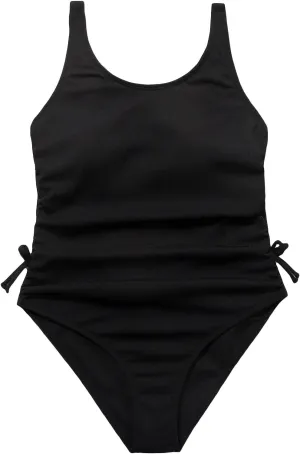 OYOANGLE Girl's Cute Spaghetti Straps Round Neck Drawstring One Piece Swimwear Tie Bathing Suit