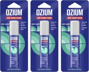 Ozium Air Sanitizer & Odor Eliminator for Homes, Cars, Offices and More, Outdoor Essence, 0.8 Oz (Pack of 3) (packaging may vary)