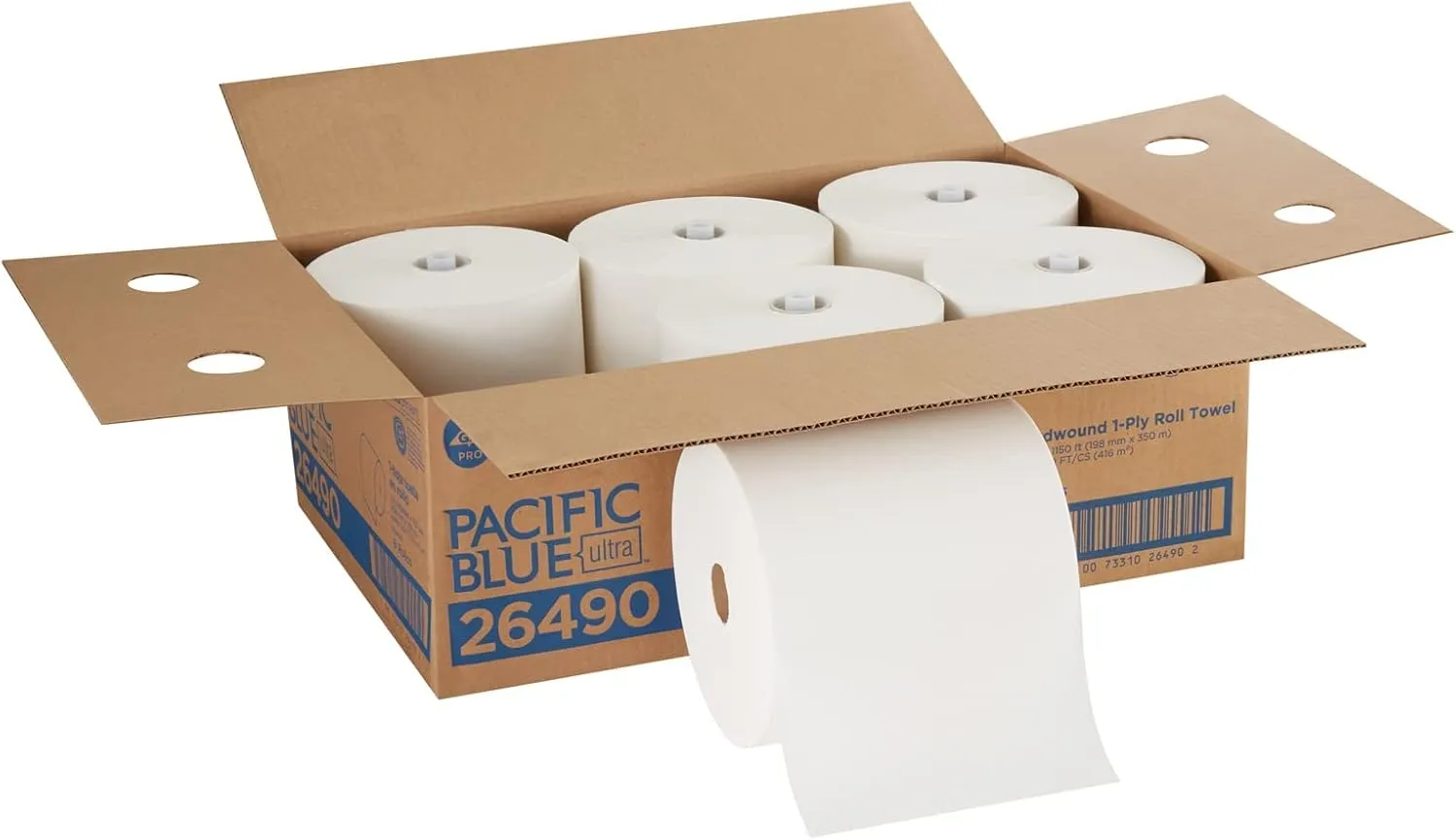 Pacific Blue Ultra 8” High-Capacity Recycled Paper Towel Roll by GP PRO (Georgia-Pacific), White, 26490, 1150 Feet Per Roll, 6 Rolls Per Case
