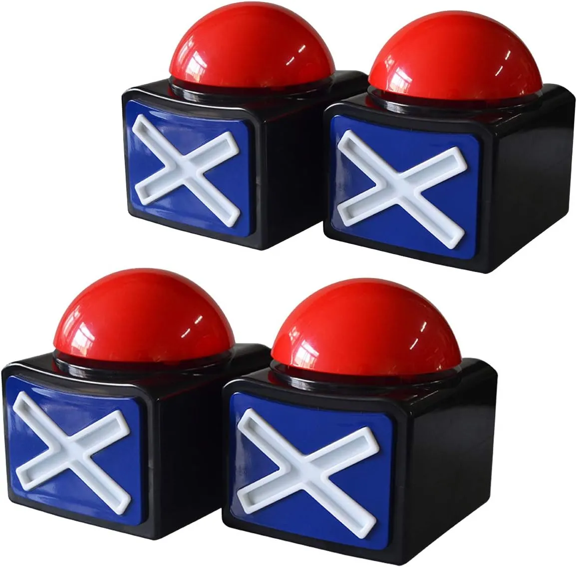 Pack of 4 Game Answer Buzzer Alarm Button Box with Sound Light Party Contest Prop Toy for Trivia Quiz Game
