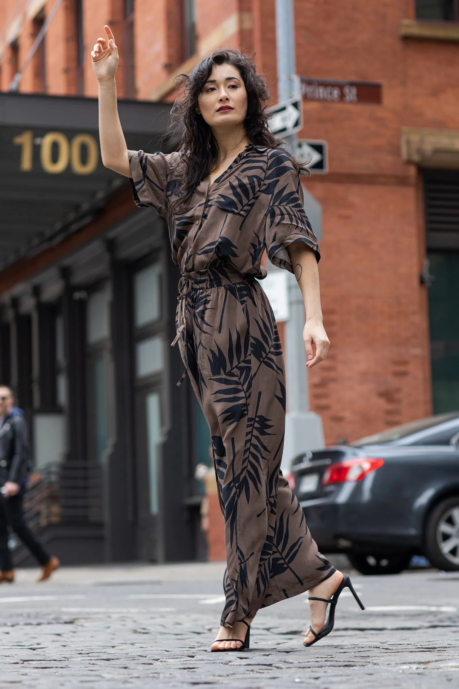 Palazzo Pants PALM SILHOUETTE CHOCOLATE