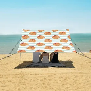 Pancakes with Honey Cherries Beach Canopy Tent Anti-UV & Wind Resistant, Camping Sun Shelter Easy Setup Portable,Outdoor Shade Tents with Sandbags,Sand Shovels,Ground Pegs & Stability Poles