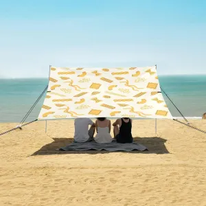 Pasta Beach Canopy Tent Anti-UV & Wind Resistant, Camping Sun Shelter Easy Setup Portable,Outdoor Shade Tents with Sandbags,Sand Shovels,Ground Pegs & Stability Poles