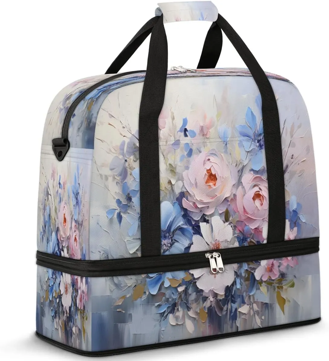 Pastel Garden Dreams Travel Duffel Bag, Travel Essentials, Gym Bag for Women, Weekender Overnight Bag With Shoes Compartment, Carry On Bags for Airplanes