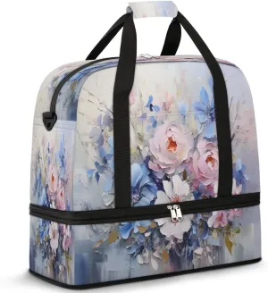 Pastel Garden Dreams Travel Duffel Bag, Travel Essentials, Gym Bag for Women, Weekender Overnight Bag With Shoes Compartment, Carry On Bags for Airplanes