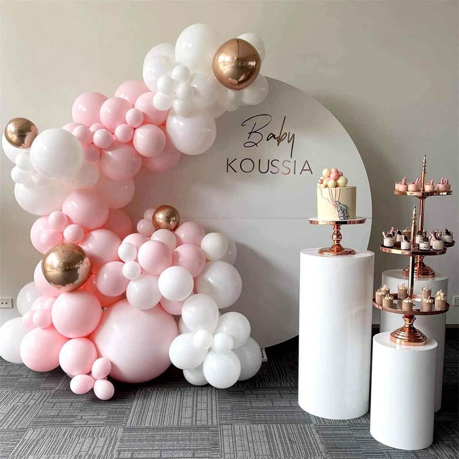 Pastel Pink and White Balloons Arch Kit, 118 Pcs Light Baby Pale Pink Bow Balloon Garland mit 18 Inch Clear Balloons*3, Macaron Pink Long Balloon as Bow Decor for Girls Birthday Baby Shower Decoration