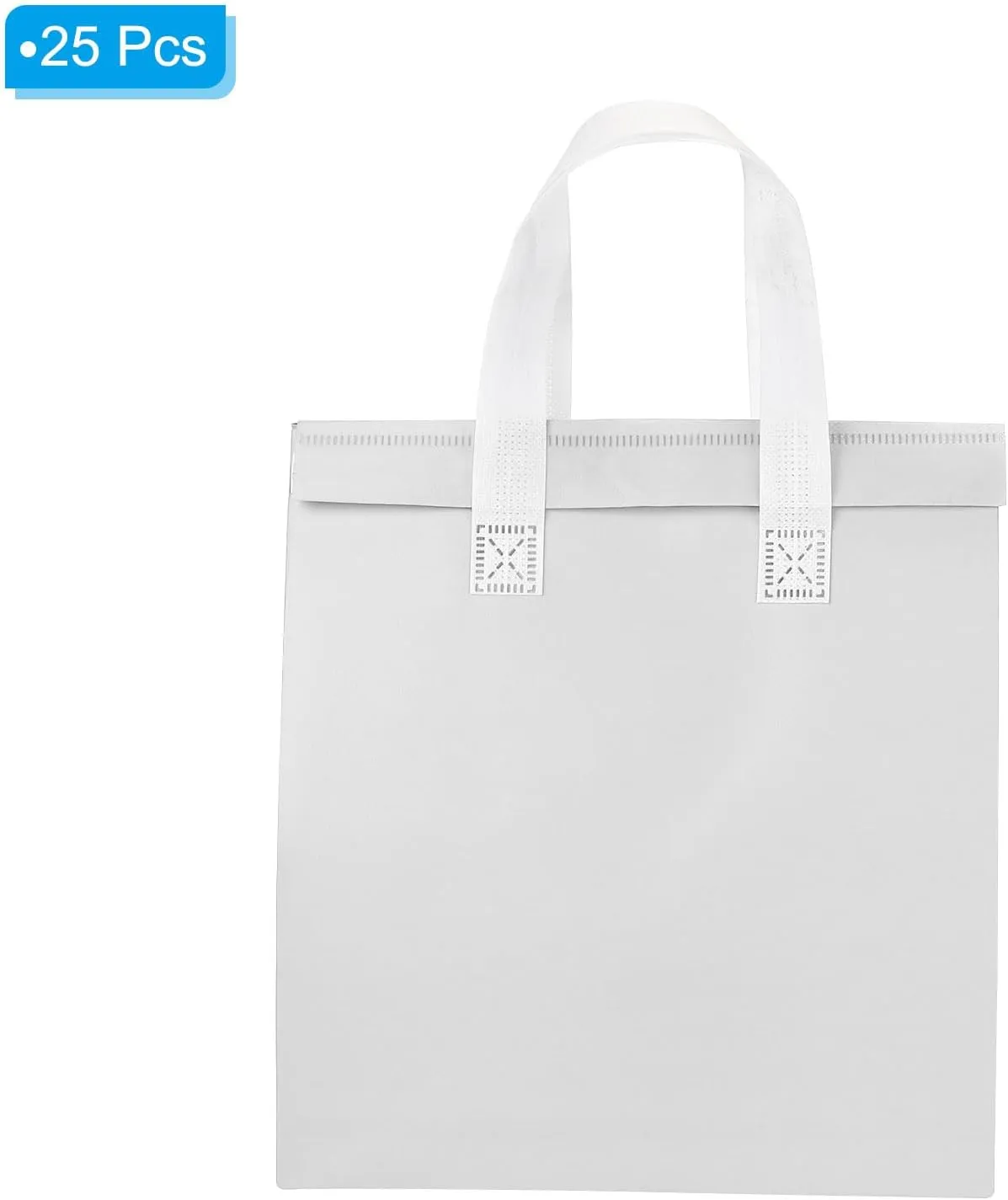 PATIKIL Insulated Take Away Bags, 25 Pcs Insulation Cooler Bag Grocery Thermal Bags 11.8 x 7.9 x 12.6 Inch for Hot Cold Frozen Food Delivery, White
