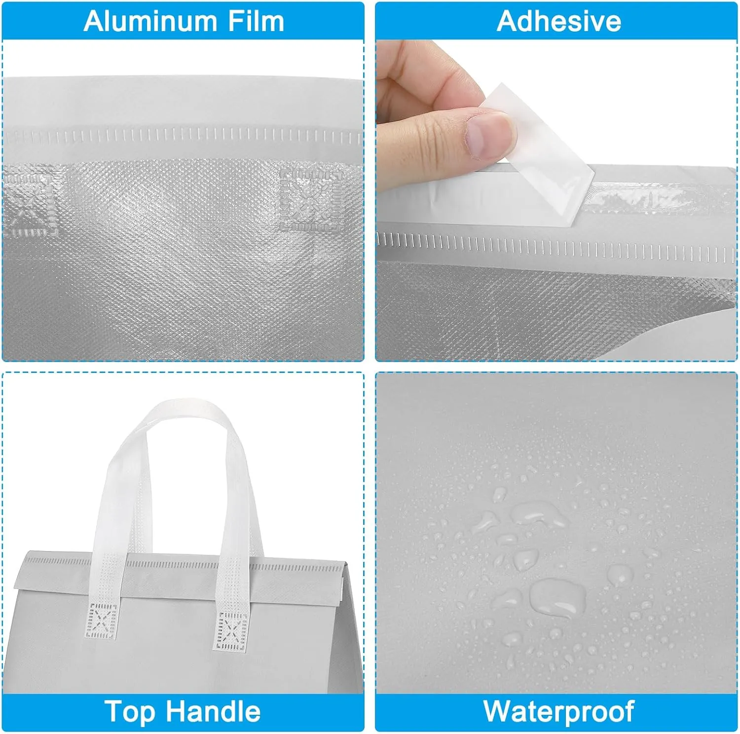PATIKIL Insulated Take Away Bags, 25 Pcs Insulation Cooler Bag Grocery Thermal Bags 11.8 x 7.9 x 12.6 Inch for Hot Cold Frozen Food Delivery, White